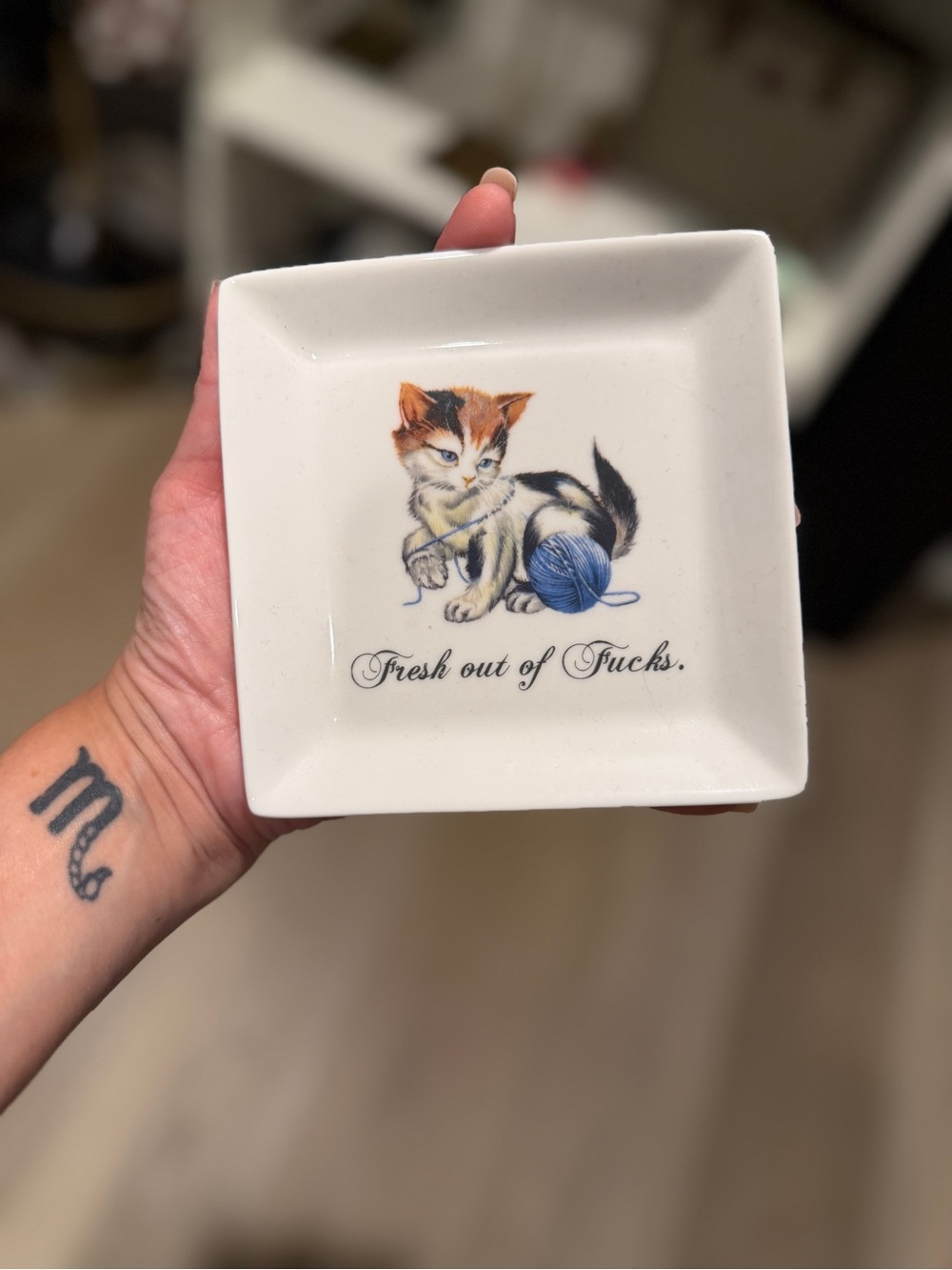 DIRTY LOLA Fresh Out of Fuc&s Cat Trinket Dish Plate NWOB